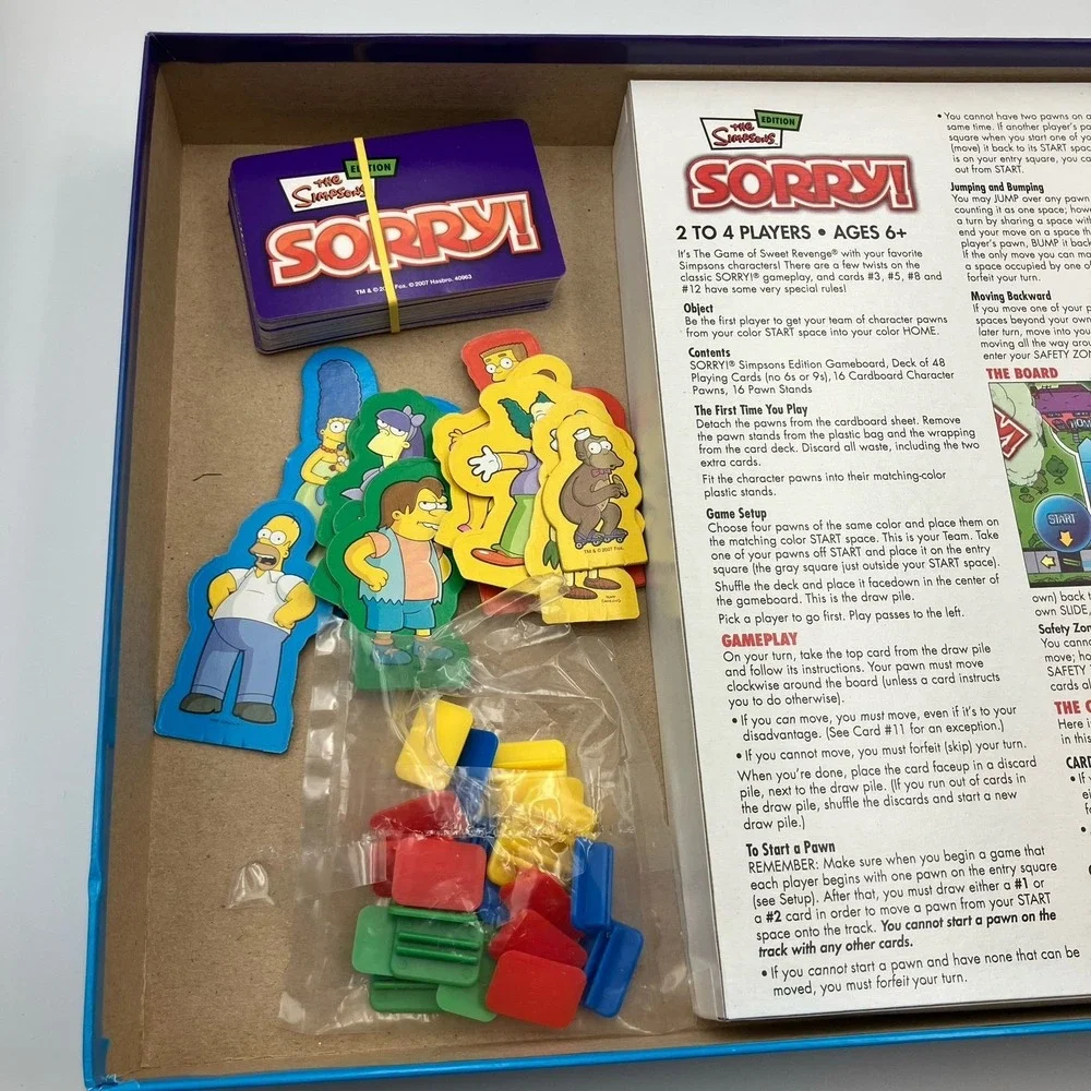 The Simpsons Sorry! Board Game Parker Brothers Complete Excellent Condition - Picture 5 of 9